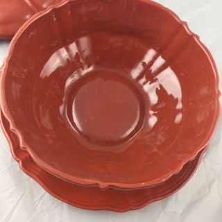 Cantagalli Soup Tureen Orange IMade taly Ceramic Pottery Plate Bowl Rust Color 3
