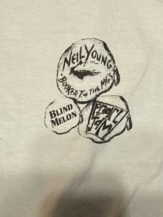 Neil Young Pearl Jam Blind Melon Concert T - Shirt 1993 Xl Never Worn