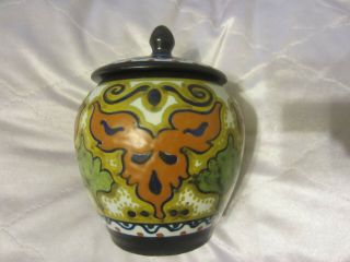 Rare Beek Gouda Holland Pottery Jar W/ Lid Art Nouveau Dutch Folk Art Nr