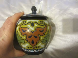 Rare Beek Gouda Holland Pottery Jar w/ Lid Art Nouveau Dutch Folk Art NR 2