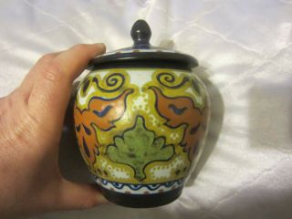 Rare Beek Gouda Holland Pottery Jar w/ Lid Art Nouveau Dutch Folk Art NR 3