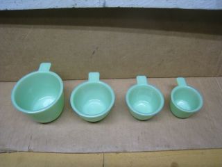Vintage Jeannette Jadeite Glass Measuring Cups Set