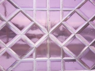 Vintage Stained Glass Window Panel - Purple Pressed Glass Design 10 