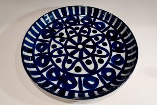 Dansk International Arabesque Deep Round Platter Japan Cobalt Blue White 13 - 1/4 "