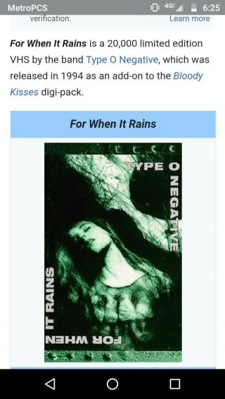 RARE TYPE O NEGATIVE PROMOTIONAL VHS FOR WHEN IT RAINS PETER STEELE shirt metal 2