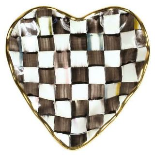 Mackenzie Childs Courtly Check Ceramic Heart Plate -