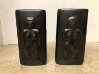 Rare Totem Pottery Black Porcelain Naked Woman Tiki Mugs See Pictures 2