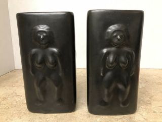 Rare Totem Pottery Black Porcelain Naked Woman Tiki Mugs See Pictures 6