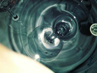 12 German Crystal Water/ Wine Long Stem Glasses.  Starburst etched.  Clear ringing 5