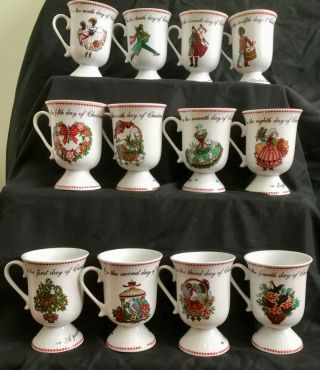 12 Days Of Christmas Pedestal Mugs Complete Set Of 12 Domestications