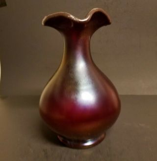 Art Nouveau Style Glass Purple Iridescent Antique Vase Poschinger 1900 Signed