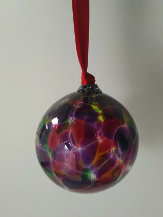 Kitras Art Glass Calico Ball Multicolour Bauble Light Catcher Ornament Handmade