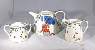 Villeroy & Boch Design 1900 Tea Set,  Teapot,  Sugar,  Creamer Art Deco