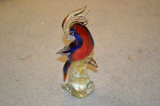 Murano??? Glass Art Glass Bird Parrot Macaw Red Blue Paperweight Chips/breaks