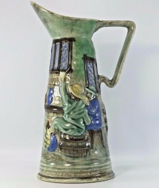 Vintage E.  Radford England Hand Painted Pottery Pitcher Vase