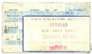 Nirvana Ticket Stub Oct 12,  1991 Cabaret Metro Chicago Poor