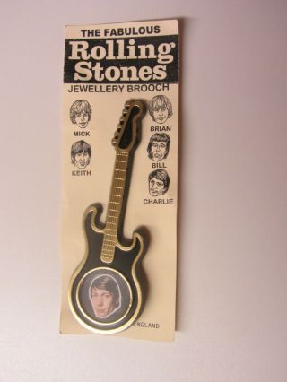 The Rolling Stones 1963 Uk Guitar Brooch Charlie Watts