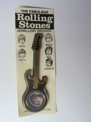 The Rolling Stones 1963 Uk Guitar Brooch Brian Jones
