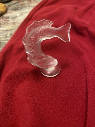 Lalique France/ Crystal Leaping Koi Fish - Signed Paperweight S&h