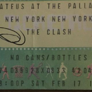 The Clash - 1979 Palladium York Ticket Stub - Pearl Harbour Tour