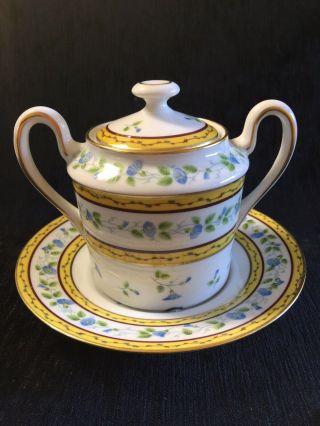 Vtg Limoges Raynaud “morning Glory” Porcelain Jam Pot Mustard Jar? Elegant