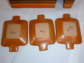 Vtg Mid Century Modern Bagni Raymor Ceramic Lava Glaze Cigarette Box w/ Ashtrays 3