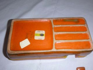 Vtg Mid Century Modern Bagni Raymor Ceramic Lava Glaze Cigarette Box w/ Ashtrays 4