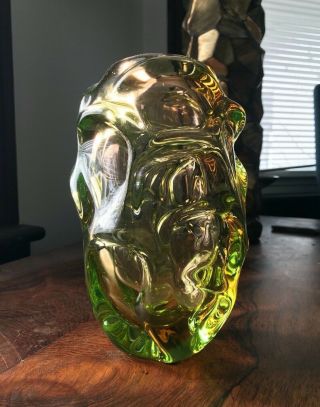 Mid Century Bohemian Czech Skrdlovice Art Glass Uranium Vase By Jan Kotik