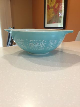Vintage Pyrex Turquoise Amish Butterprint 444 Cinderella Nesting Mixing Bowl