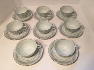 Vintage Valmont China Royal Wheat Tea Cup & Saucer Set Of 8 Made In Japan Vgc