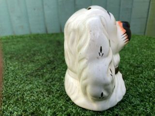 19thC STAFFORDSHIRE WHITE & GILT SPANIEL DOG ' S HEAD MONEY BOX c1890s 5