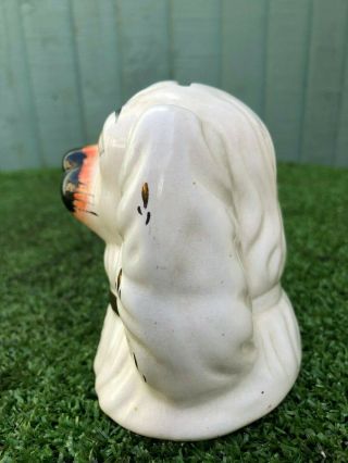 19thC STAFFORDSHIRE WHITE & GILT SPANIEL DOG ' S HEAD MONEY BOX c1890s 7