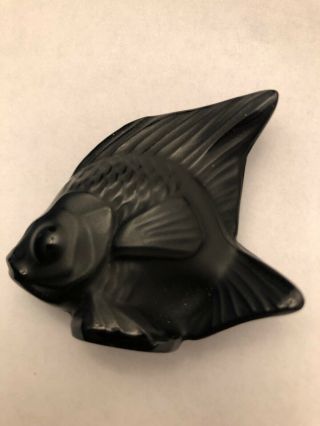 Lalique France Frosted Crystal Black 30001 Poisson Angel Fish Glass Sculpture