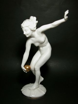 Rare Art Deco Hutschenreuther Germany Porcelain Figurine Nude Signed Tutter Ex