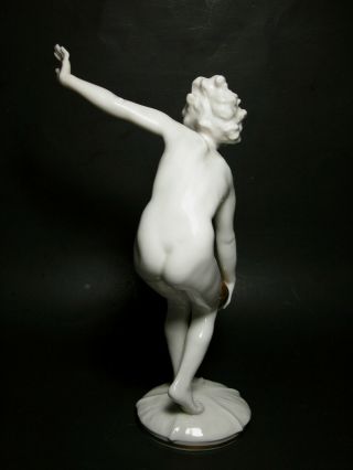 Rare Art Deco HUTSCHENREUTHER Germany Porcelain Figurine NUDE Signed TUTTER Ex 3