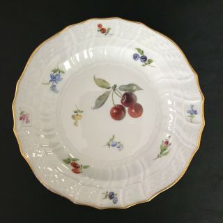 Antique Meissen German Porcelain Fruit Design Red Cherries Salad Plate 7 7/8 "
