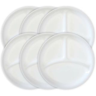 Winter Frost Divided Dish Set of 6 10.  25 in.  Tempered Glass Dishwasher Safe 3