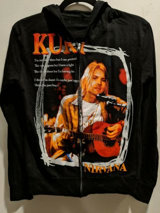 Very Rare Nirvana Double Sided Bootleg Long Sleeve Zip Hoodie Kurt Cobain Size L
