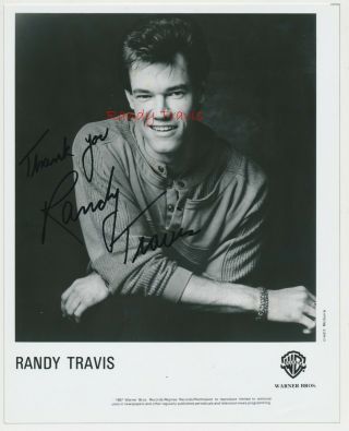 Randy Travis Signed Warner Bros " Always & Forever Lp " 8x10 B&w Promo Photo - 1987