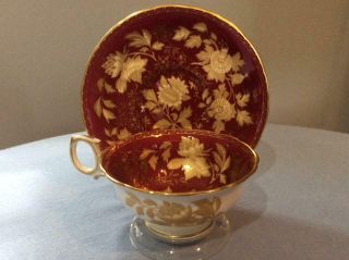 Wedgwood Ruby Tonquin Bone China Cup And Saucer W2488 Green Mark