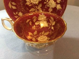 Wedgwood Ruby Tonquin bone china cup and saucer W2488 green mark 2