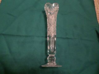 Pepi Herrmann Signed 1985 Brillant Hand Cut Crystal Glass Single Bud Vase