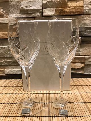 2 Mikasa English Garden Crystal Wine Glass/water Goblet 9 Inch Discontinued