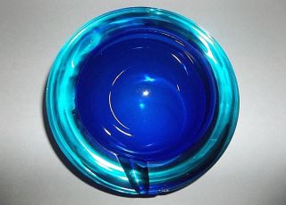 Vintage Cenedese Murano Art Glass Bowl Cobalt And Turquoise