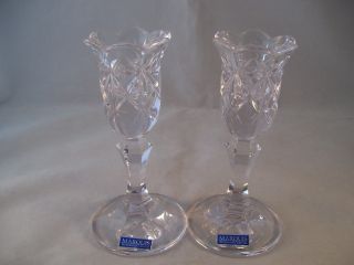 Waterford Crystal Marquis Diamond (2) Candlesticks Made In Austria Retired