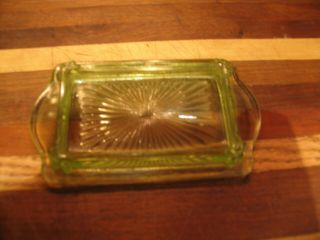 Anchor Hocking Block Optic Green Fluorescent 1 Lb Butter Dish and Lid 4