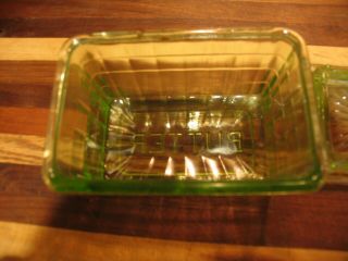 Anchor Hocking Block Optic Green Fluorescent 1 Lb Butter Dish and Lid 5