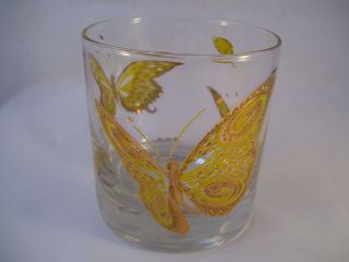 Vintage Culver Barware (4) Double Old Fashioned Glasses 22K Gold Butterflies 4