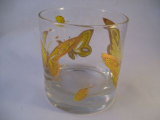 Vintage Culver Barware (4) Double Old Fashioned Glasses 22K Gold Butterflies 5