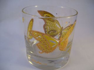 Vintage Culver Barware (4) Double Old Fashioned Glasses 22K Gold Butterflies 6